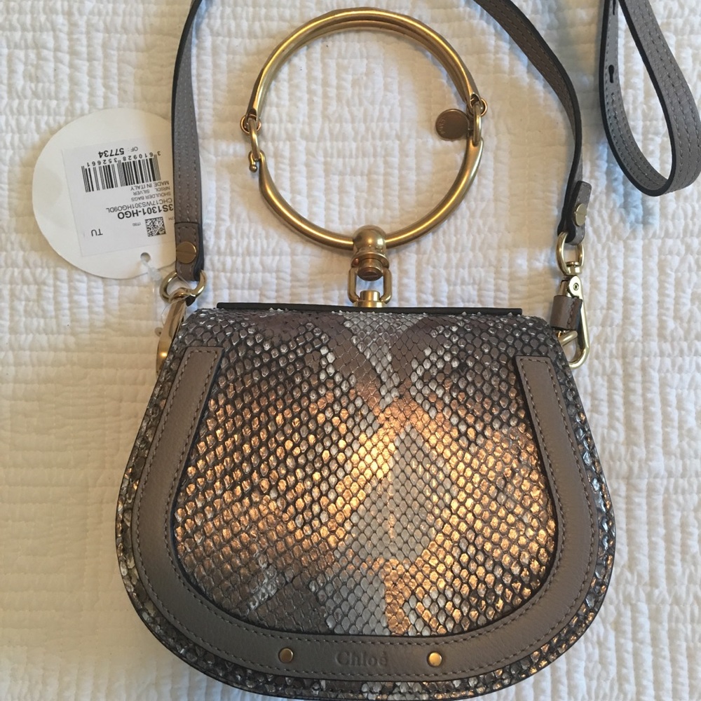 Chloe Nile Small Bracelet Bag - Silver Python